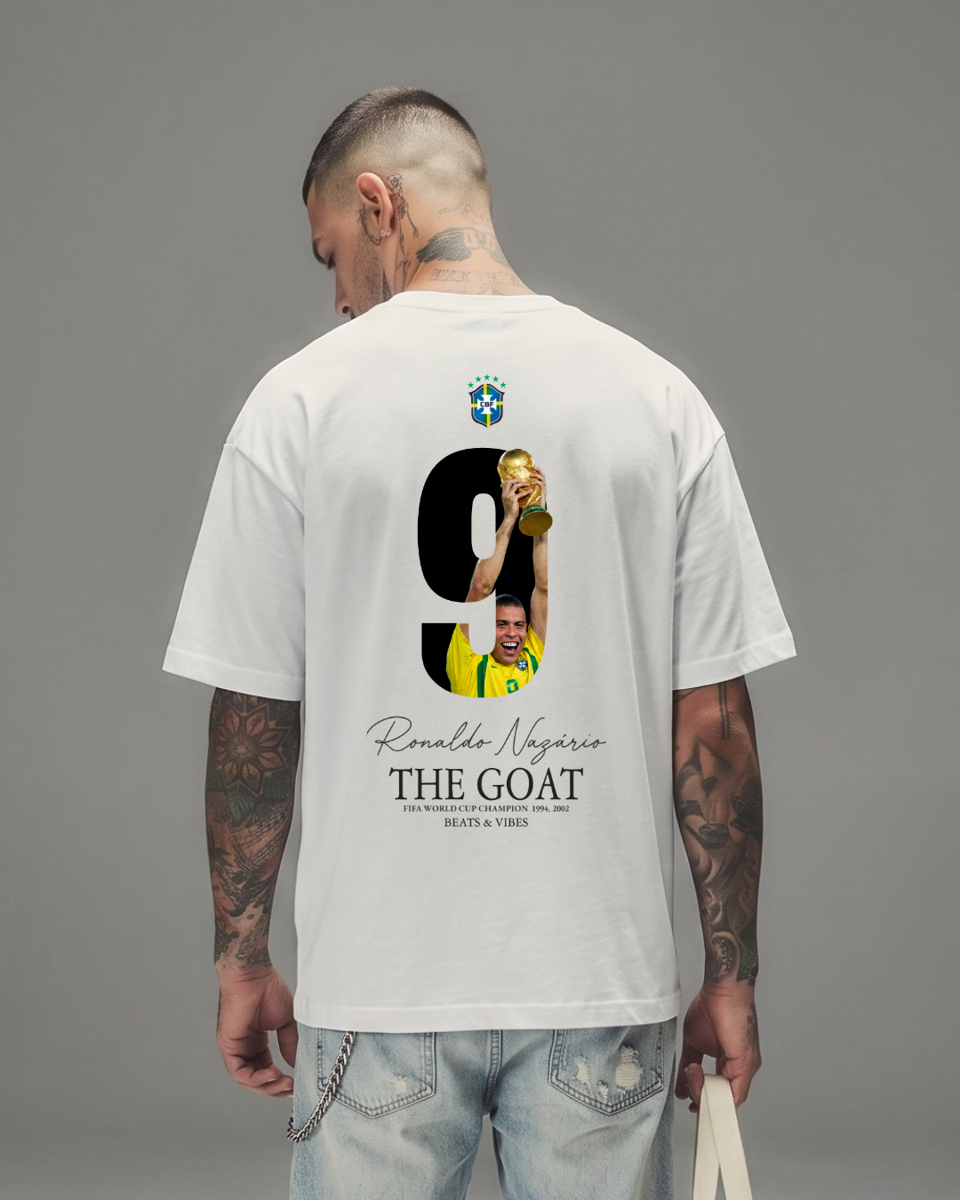 Polo Hombre Oversize ICONS Ronaldo "El Fenómeno" - Blanco