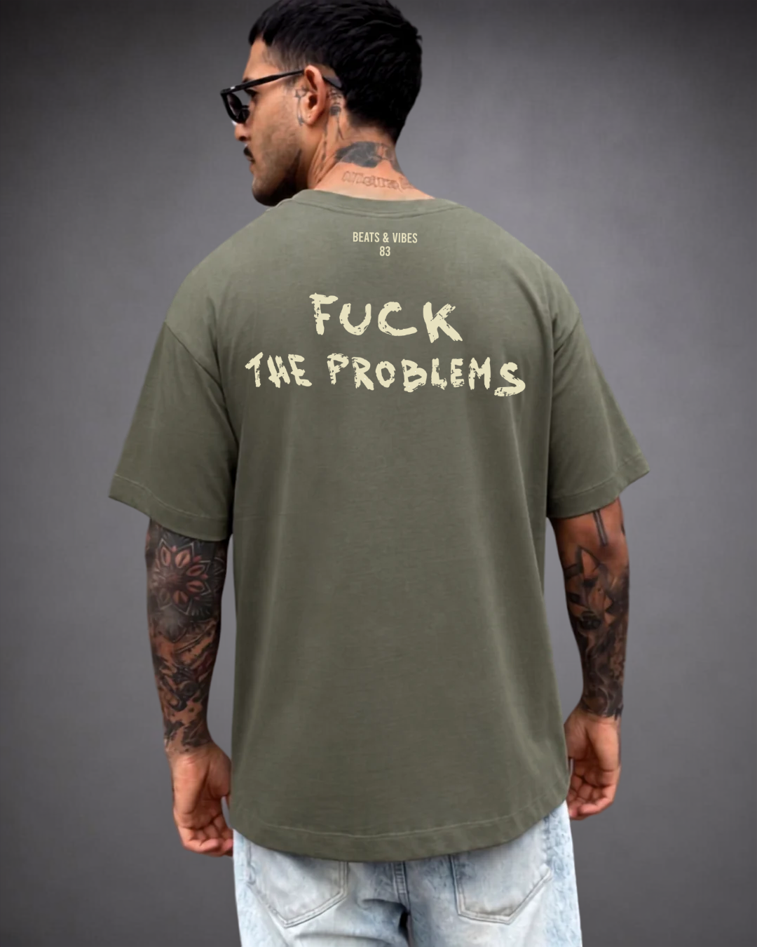 Polo Hombre Oversize F#ck The Problems - verde