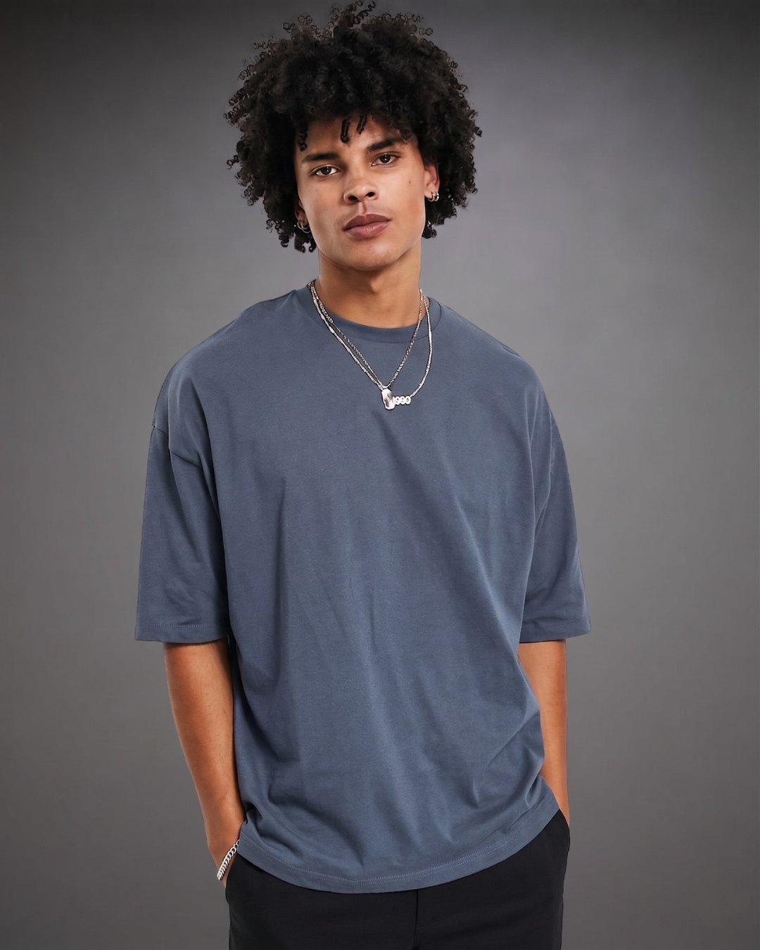 Polo Hombre Básico Oversize - Plomo Oscuro