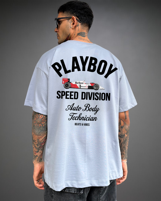 Polo Hombre Oversize Play Boy Speed Division - Plata