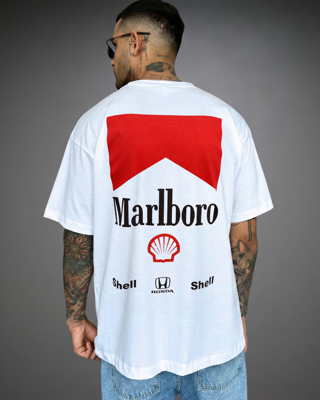 Polo Hombre Oversize Team Honda / Marlboro - Blanco