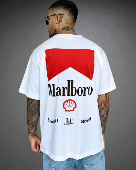 Polo Hombre Oversize Team Honda / Marlboro - Blanco