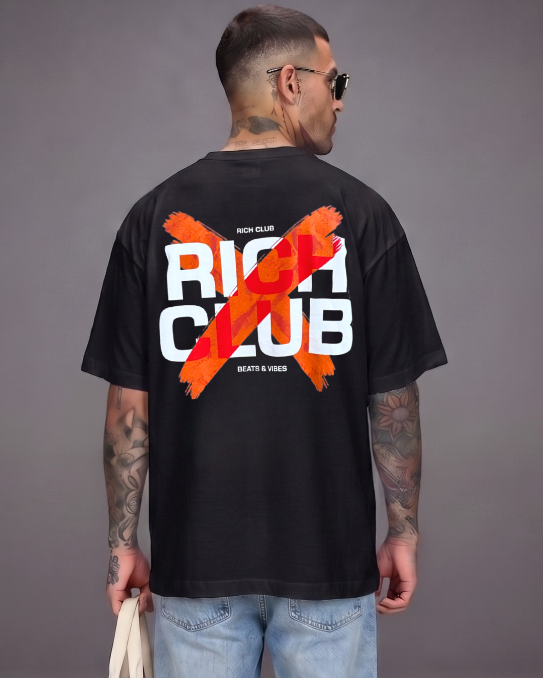 Polo Hombre Oversize Rich Club - Negro