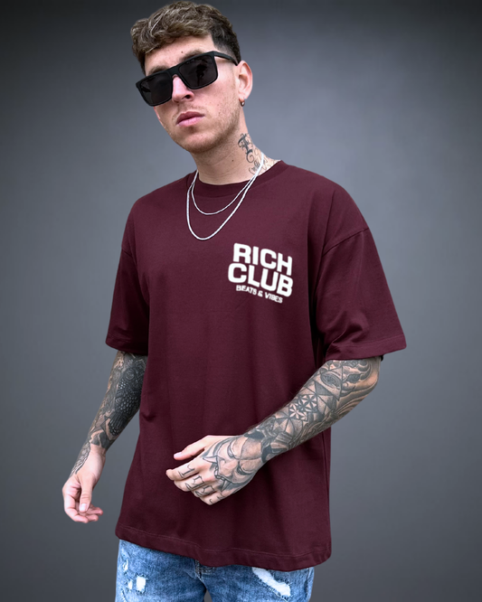 Polo Hombre Oversize Rich Money - Borgoña