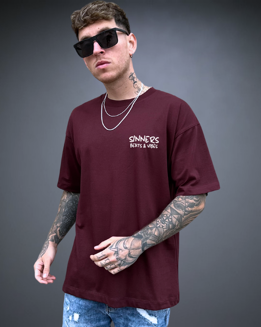 Polo Hombre Oversize Not Sinners - Borgoña