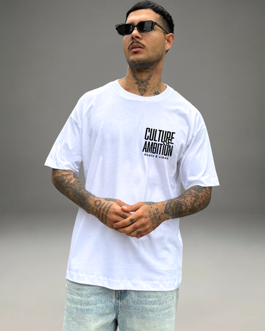 Polo Hombre Oversize Culture of Ambition - Blanco