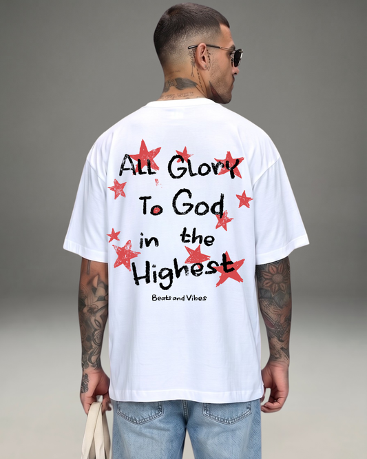 Polo Hombre Oversize All Glory to God - Blanco