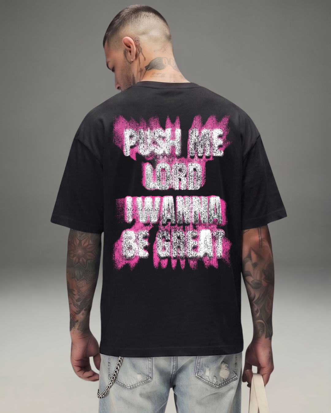 Polo Hombre Oversize Push Me Lord - Negro