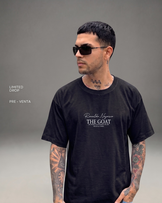 Polo Hombre Oversize ICONS Ronaldo "El Fenómeno" - Negro