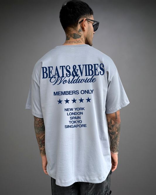 Polo Hombre Oversize Beats & Vibes Worldwide - Plata