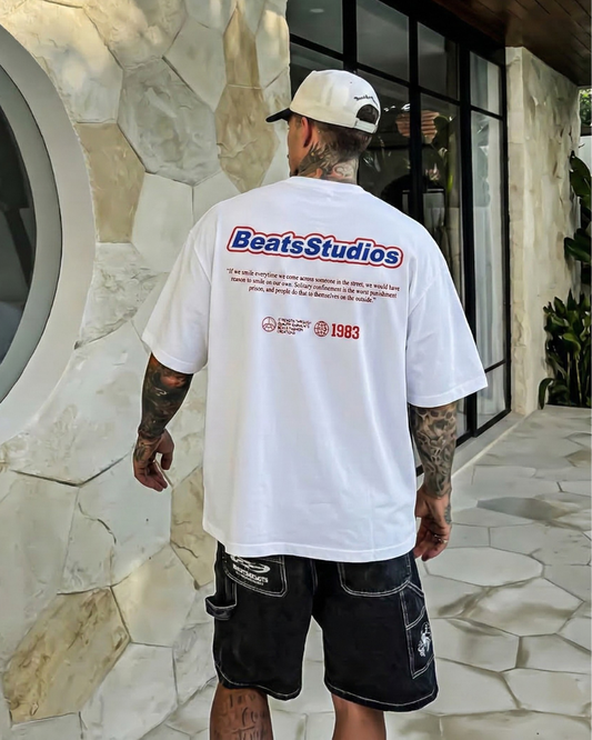 Polo Hombre Oversize Beats Studios - Blanco