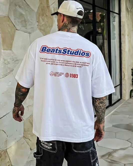 Polo Hombre Oversize Beats Studios - Blanco