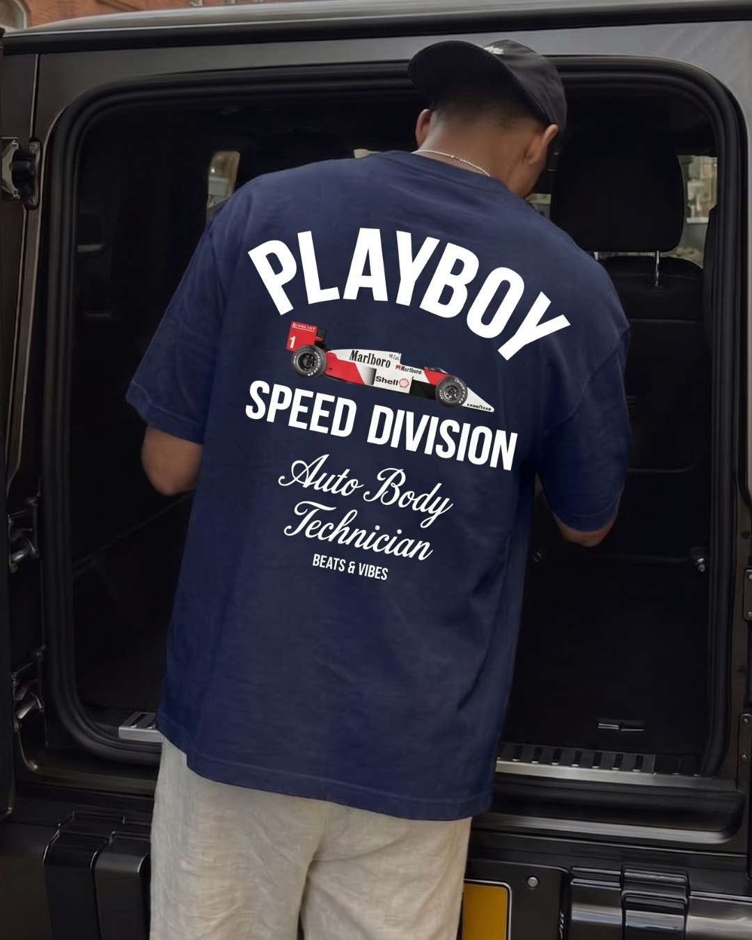 Polo Hombre Oversize Play Boy Speed Division - Azul Noche