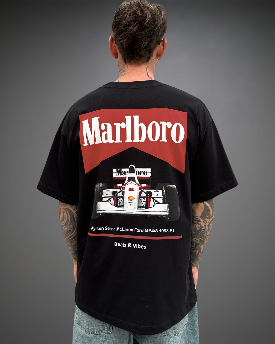 Polo Hombre Oversize Marlboro McLaren F1  - Negro