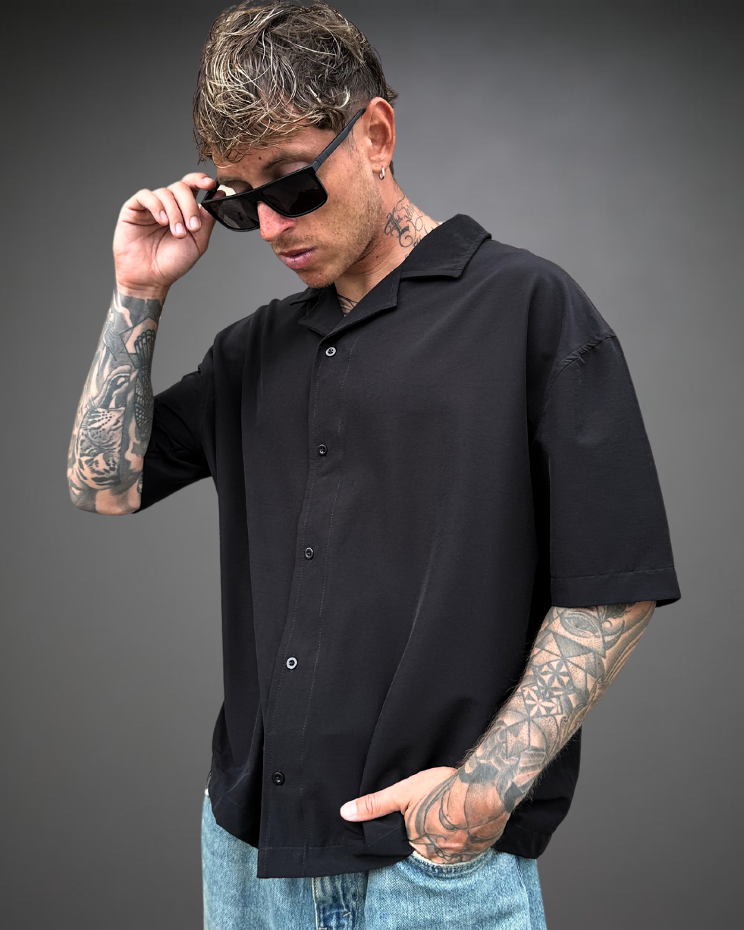 Camisa Hombre Oversize BERLIN - Negro