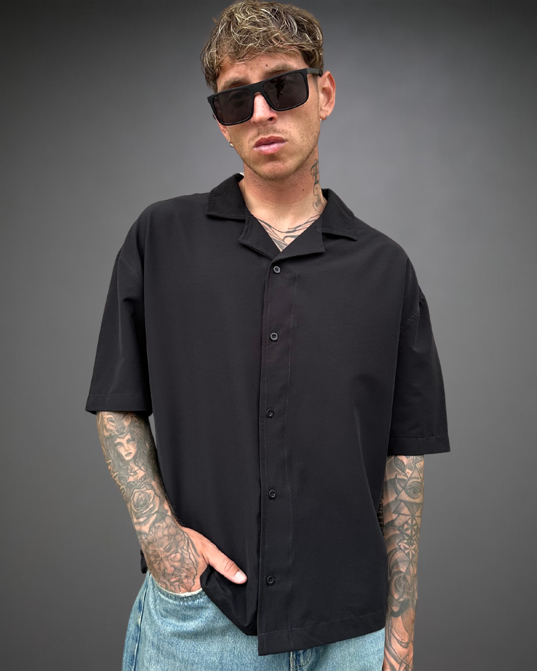 Camisa Hombre Oversize BERLIN - Negro