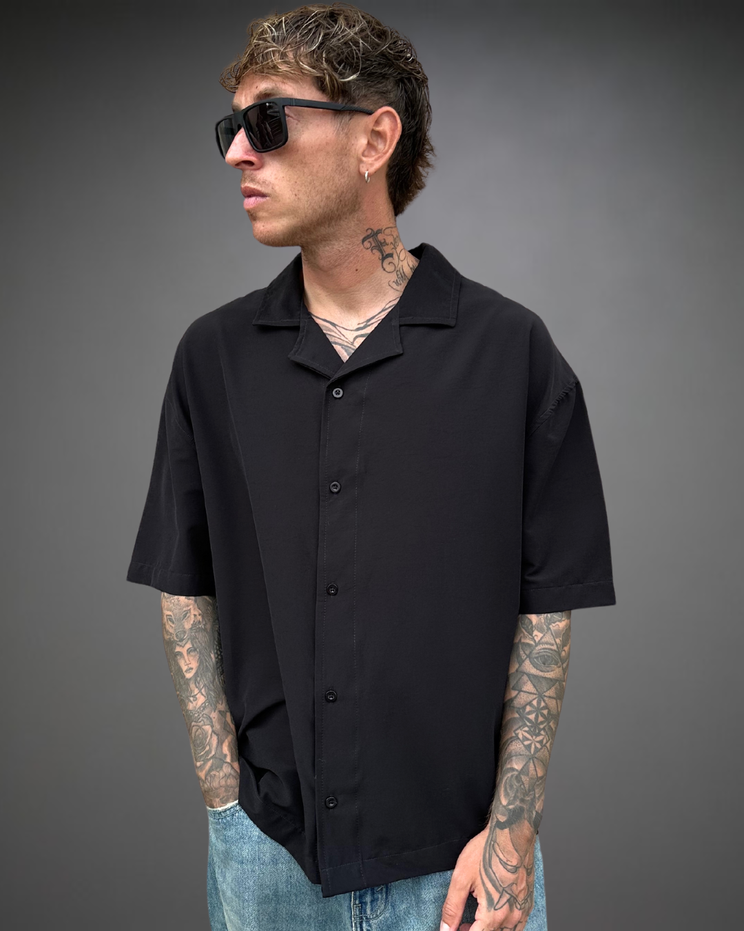 Camisa Hombre Oversize BERLIN - Negro