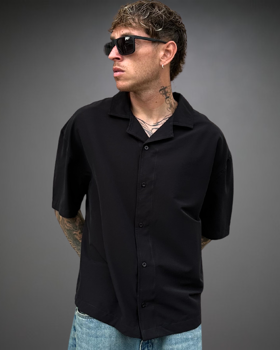 Camisa Hombre Oversize BERLIN - Negro