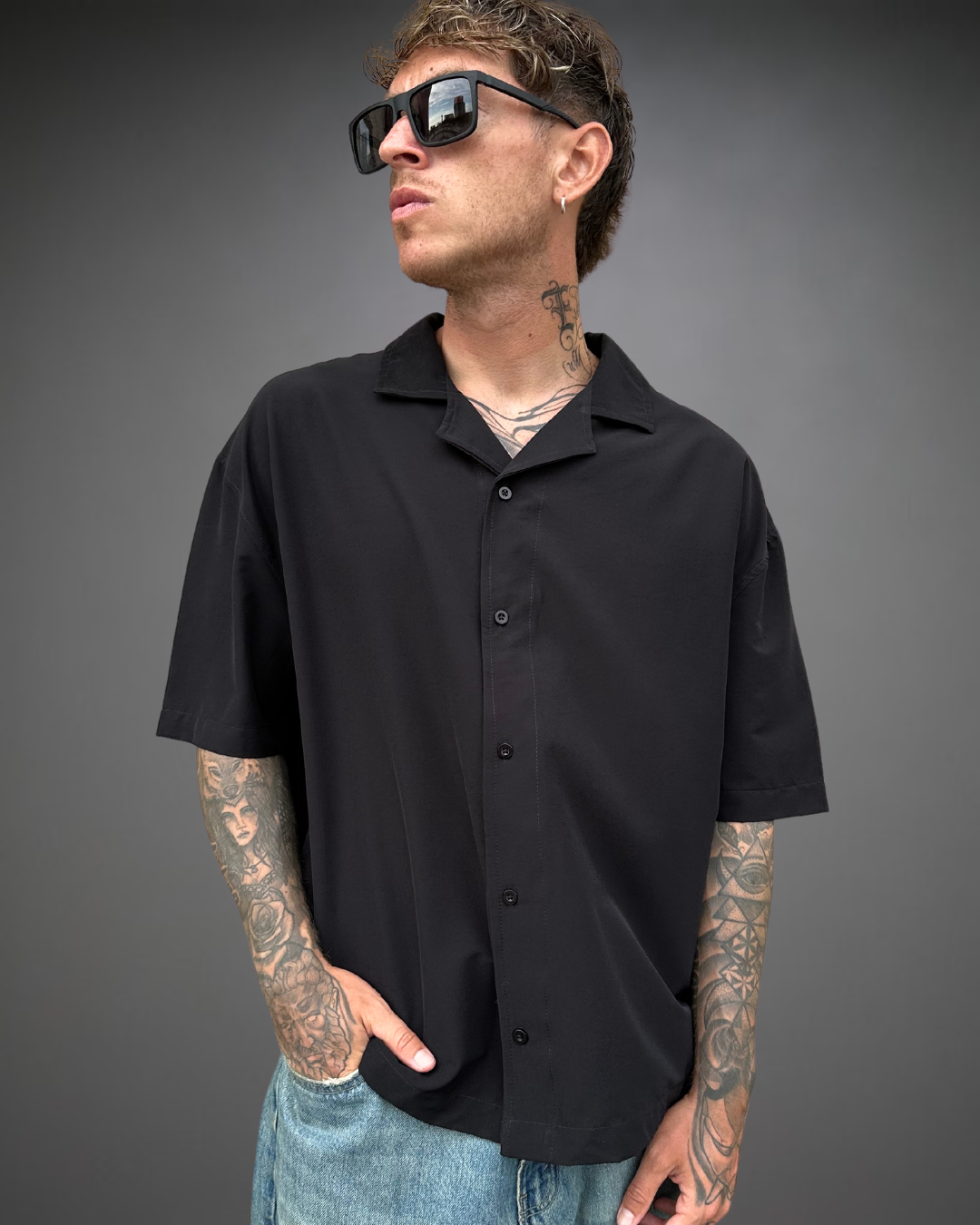 Camisa Hombre Oversize BERLIN - Negro