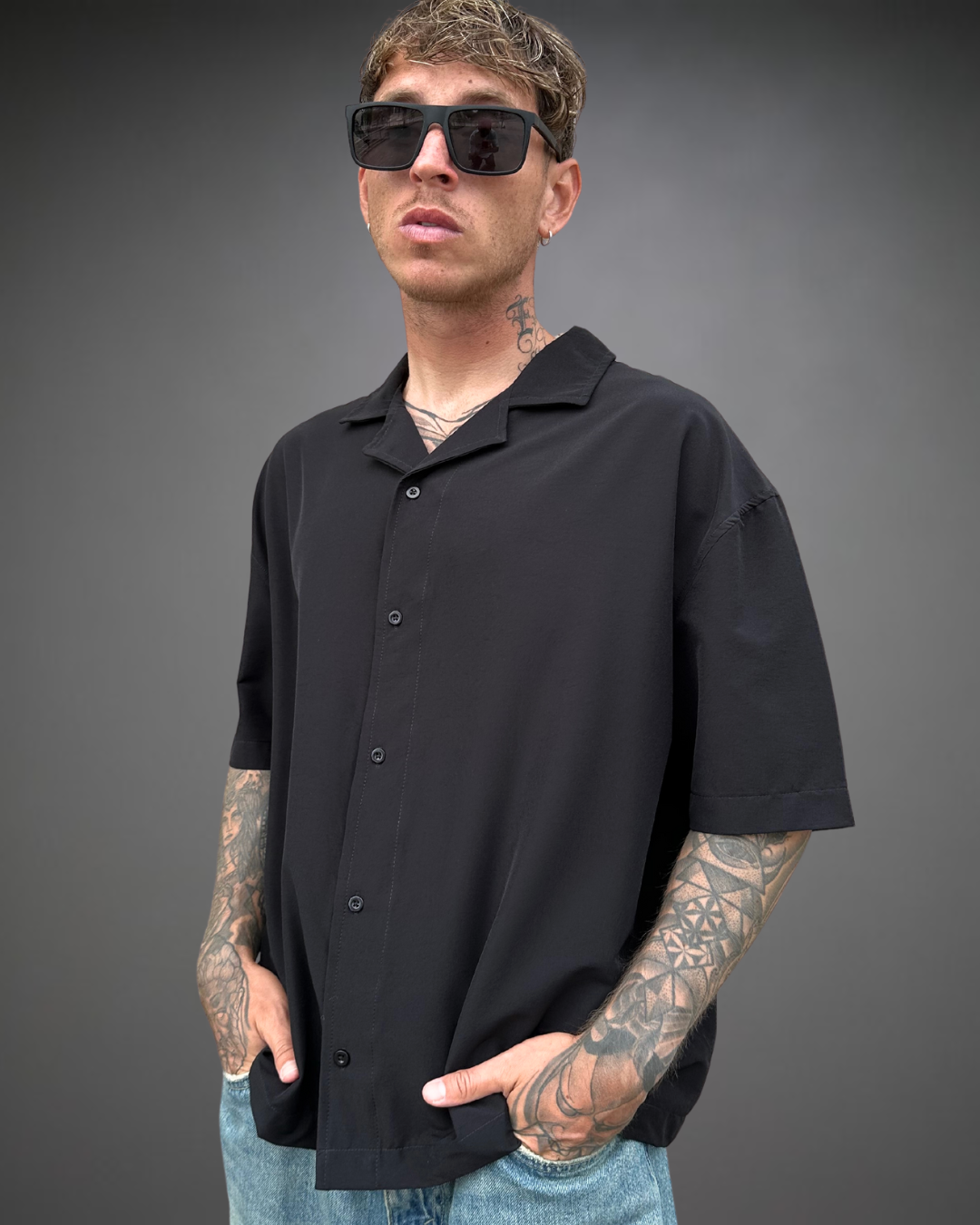 Camisa Hombre Oversize BERLIN - Negro