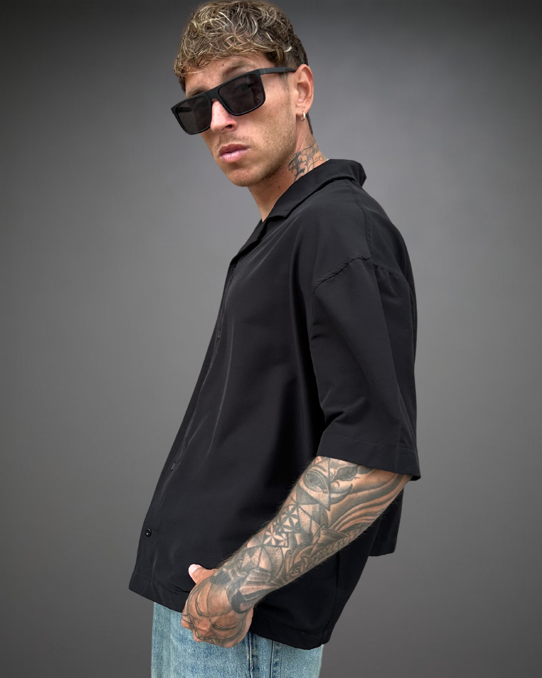 Camisa Hombre Oversize BERLIN - Negro