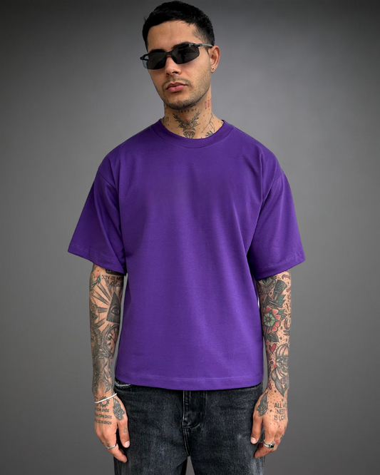 Polo Hombre Boxy Fit Sin Estampado - Morado