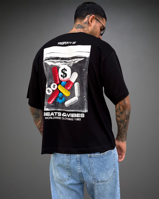 Polo Hombre Boxy Fit The Pills Bag - Negro