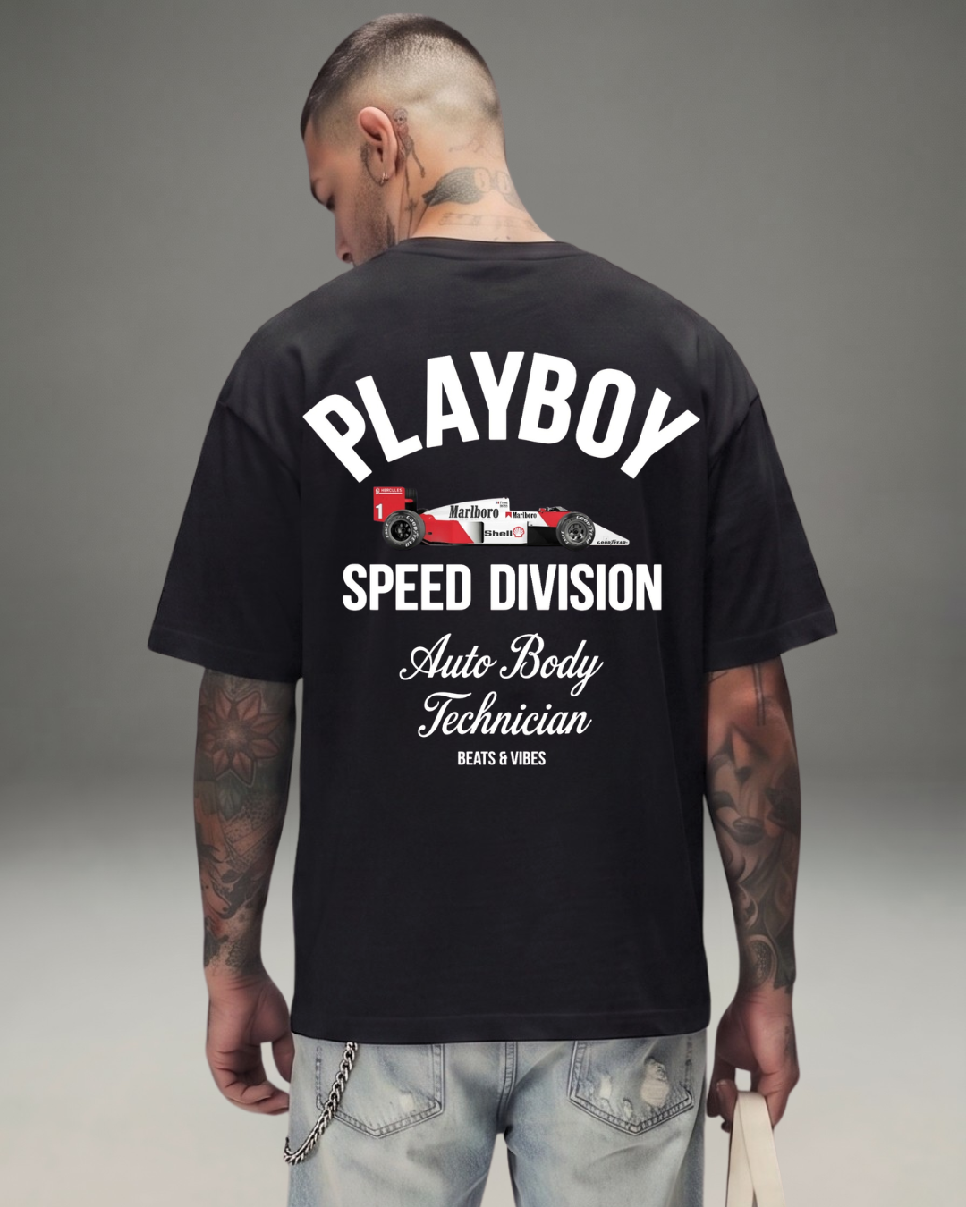 Polo Hombre Oversize Play Boy Speed Division - Negro