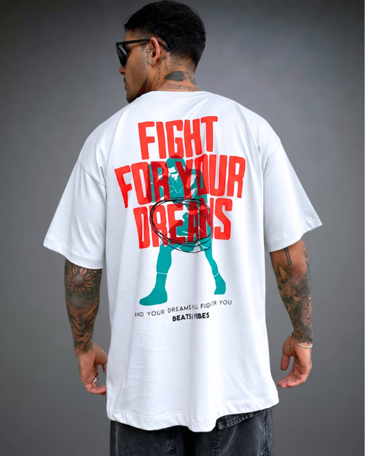 Polo Hombre Oversize FIGHT for your Dreams - Blanco