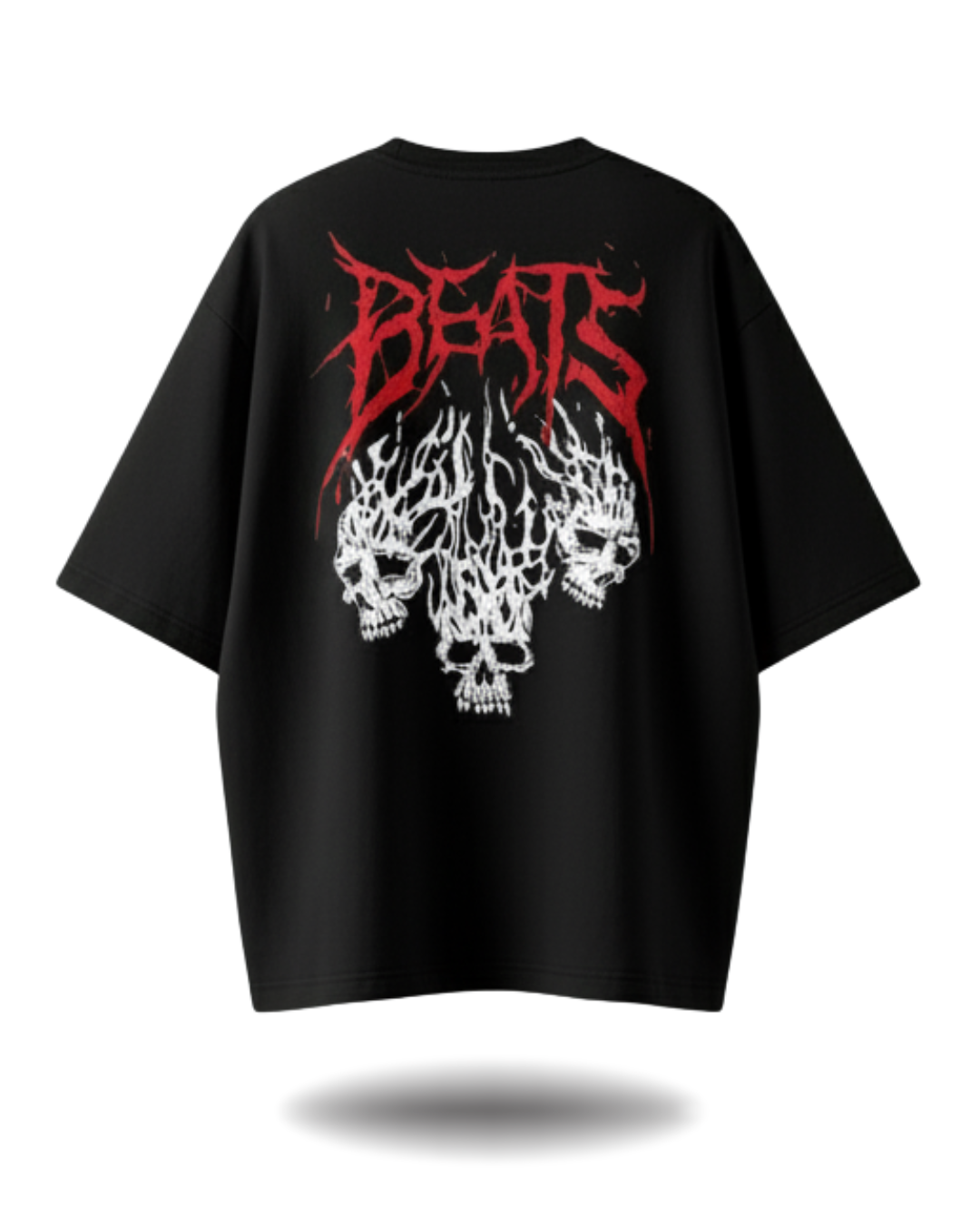 Polo Hombre Oversize Three Skulls Beats - Negro