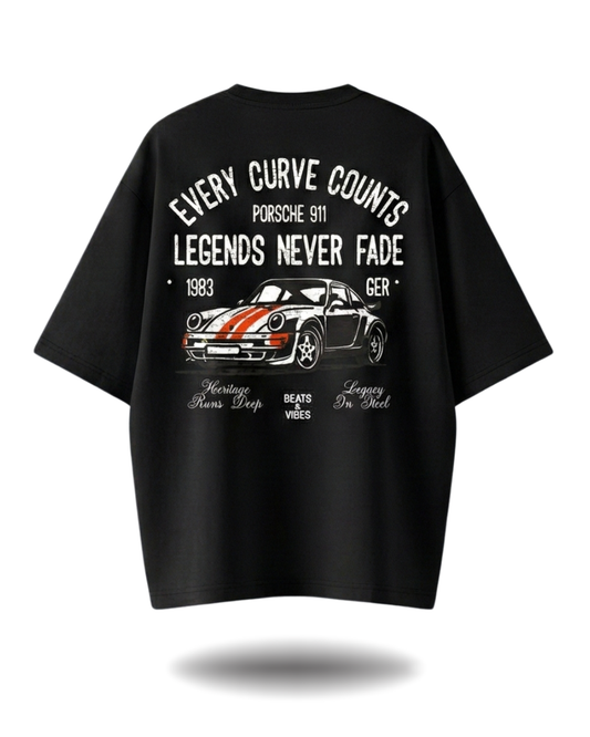 Polo Hombre Oversize Legends Porsche 911 - Negro
