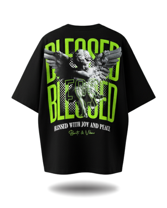 Polo Hombre Oversize Angel Blessed - Negro