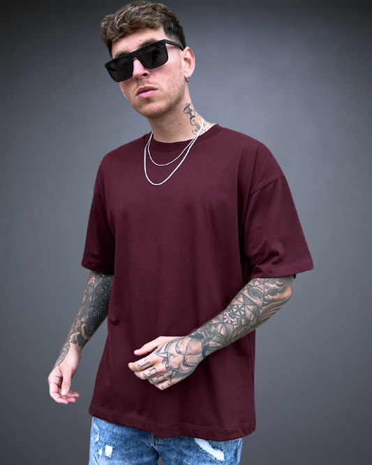 Polo Hombre Básico Oversize - Borgoña