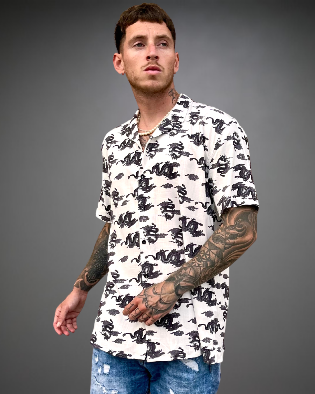Camisa Relaxed Hombre Keep The Dragon - Hueso