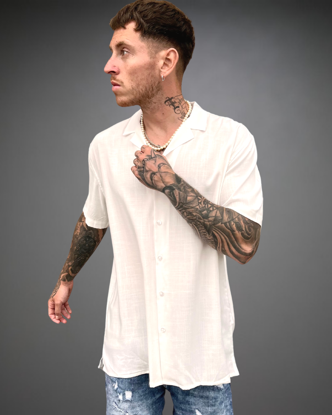 Camisa Hombre Relaxed White - Hueso