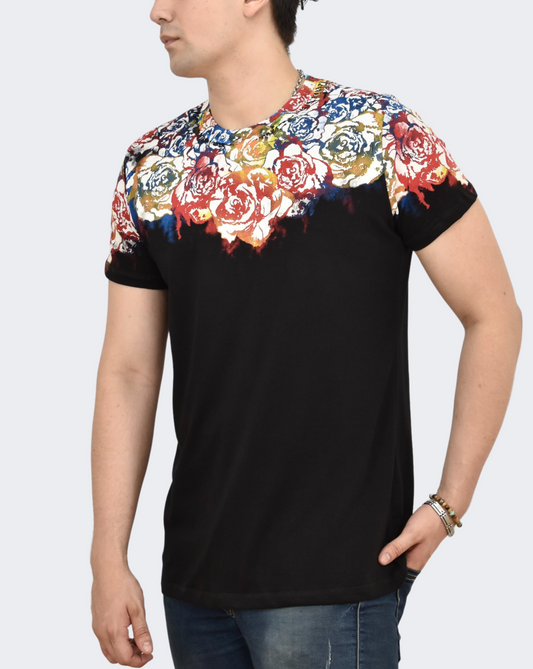 Polo Hombre Black Flower Power - Negro